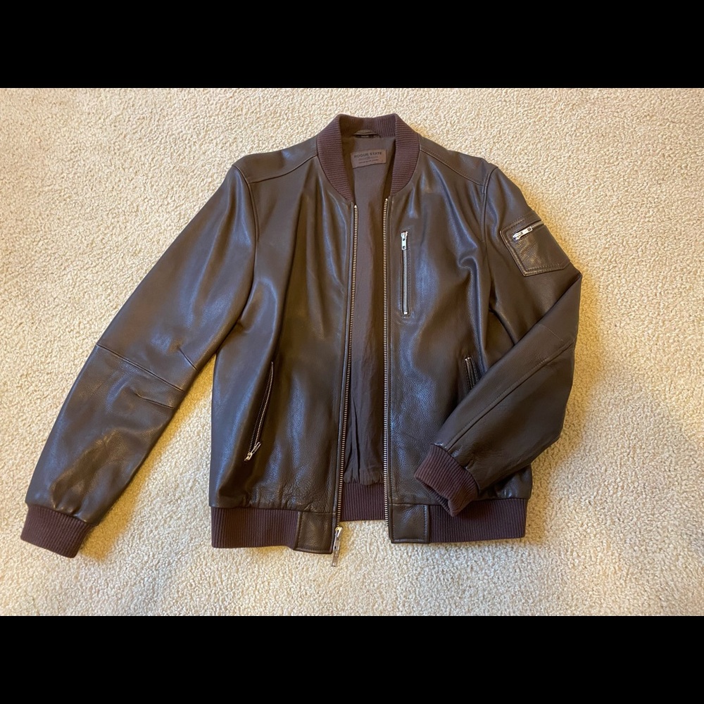 Men’s Rogue State leather baseball jacket